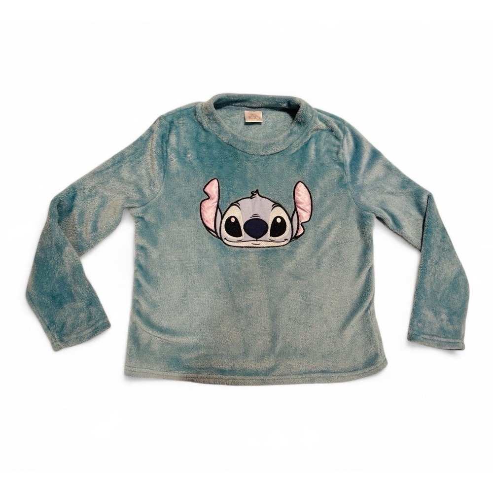Disney 100 Fuzzy Stitch Long Sleeve Sleep Shirt Youth Girls Size‎ Medium